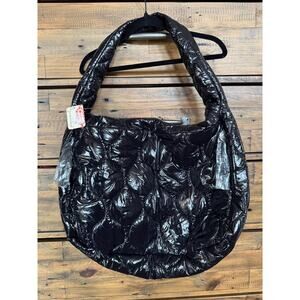 FP Movement Quilted Puffer Tote Bag Packable Lightweight Shiny Shoulder Bag
